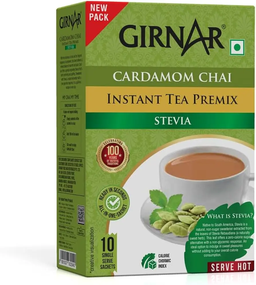Girnar Premix Cardamom Stevia Tea (8g*10bags=80g)
